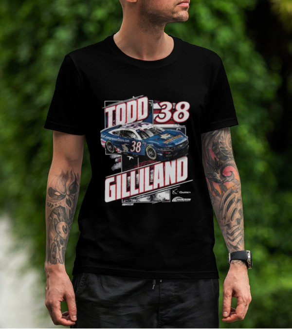 Todd Gilliland 38 Quincy Compressors Checkered Flag Sports Patriotic NASCAR Car T-Shirt