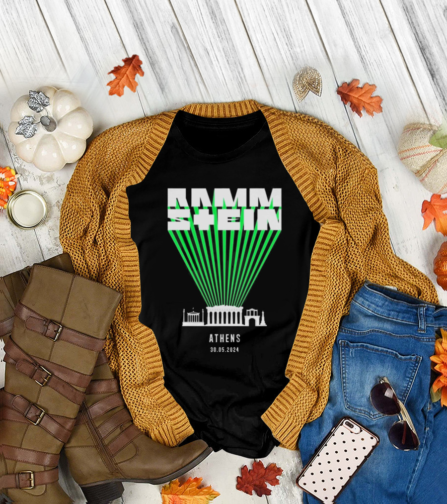 Rammstein Live Athens Concert 30.05.2024 with Iconic Green Laser and Ancient Greek Architecture T-Shirt