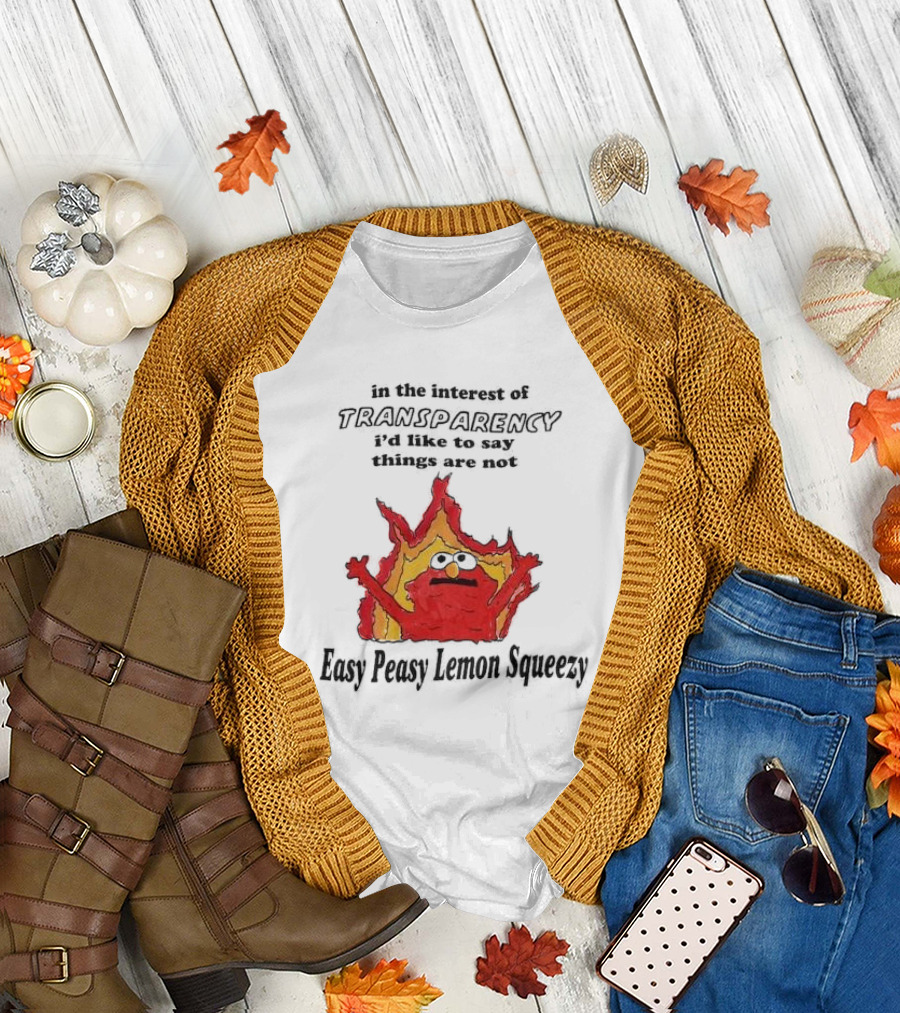 In The Interest Of Transparency I’d Like To Say Things Are Not Easy Peasy Lemon Squeezy Fire Meme T-Shirt