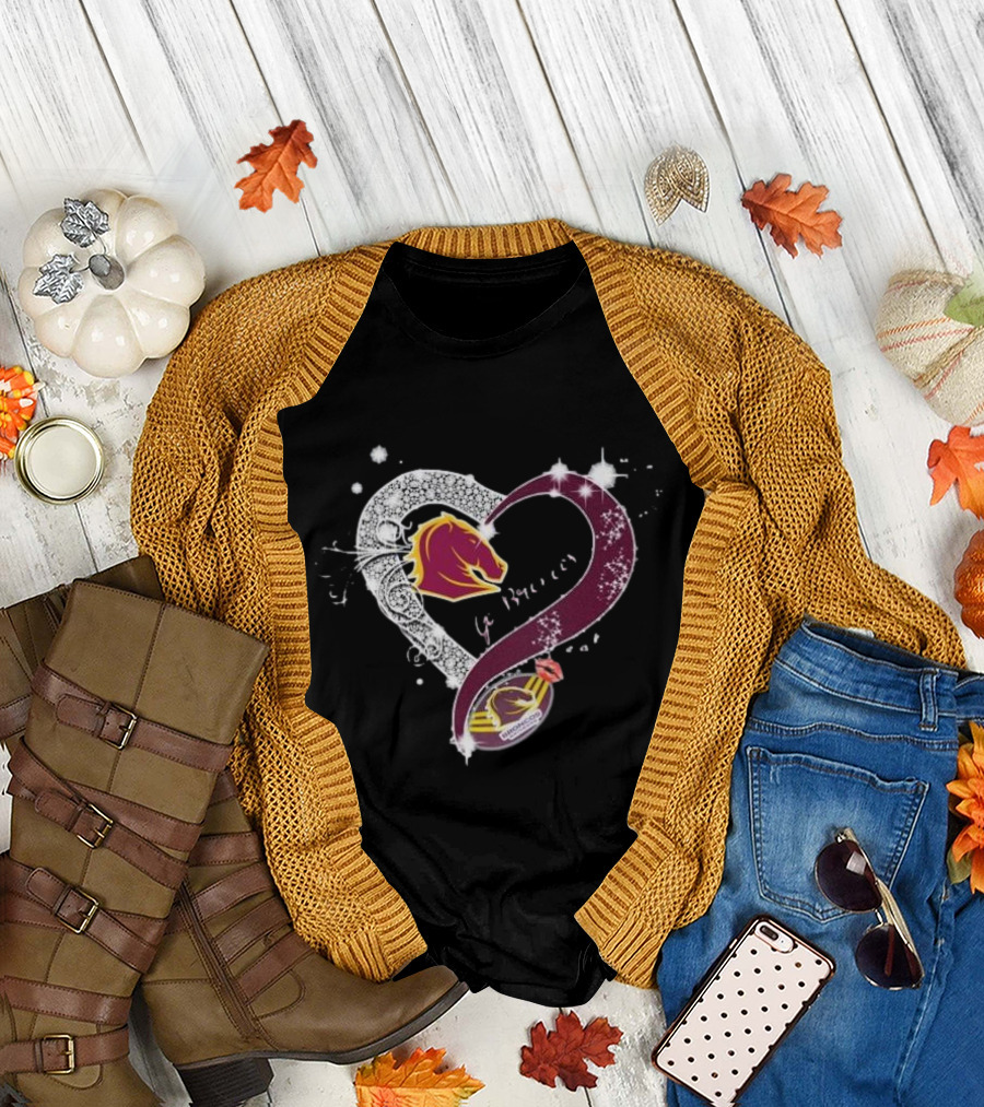 Brisbane Broncos Heart-Shaped Diamond Logo Go Broncos T-Shirt