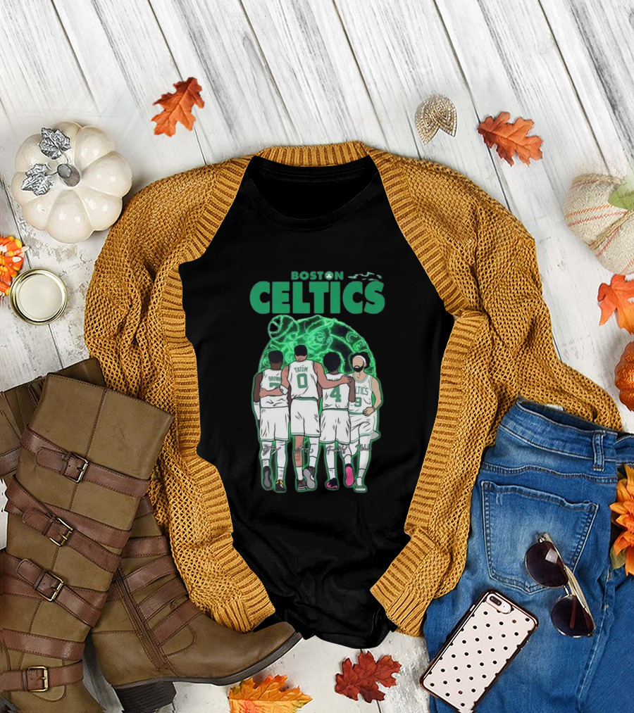 Boston Celtics Brown Tatum Holiday Derrick Signatures Basketball Players T-Shirt