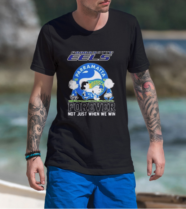 Parramatta Eels Peanuts Characters Walking Forever Not Just When We Win T-Shirt