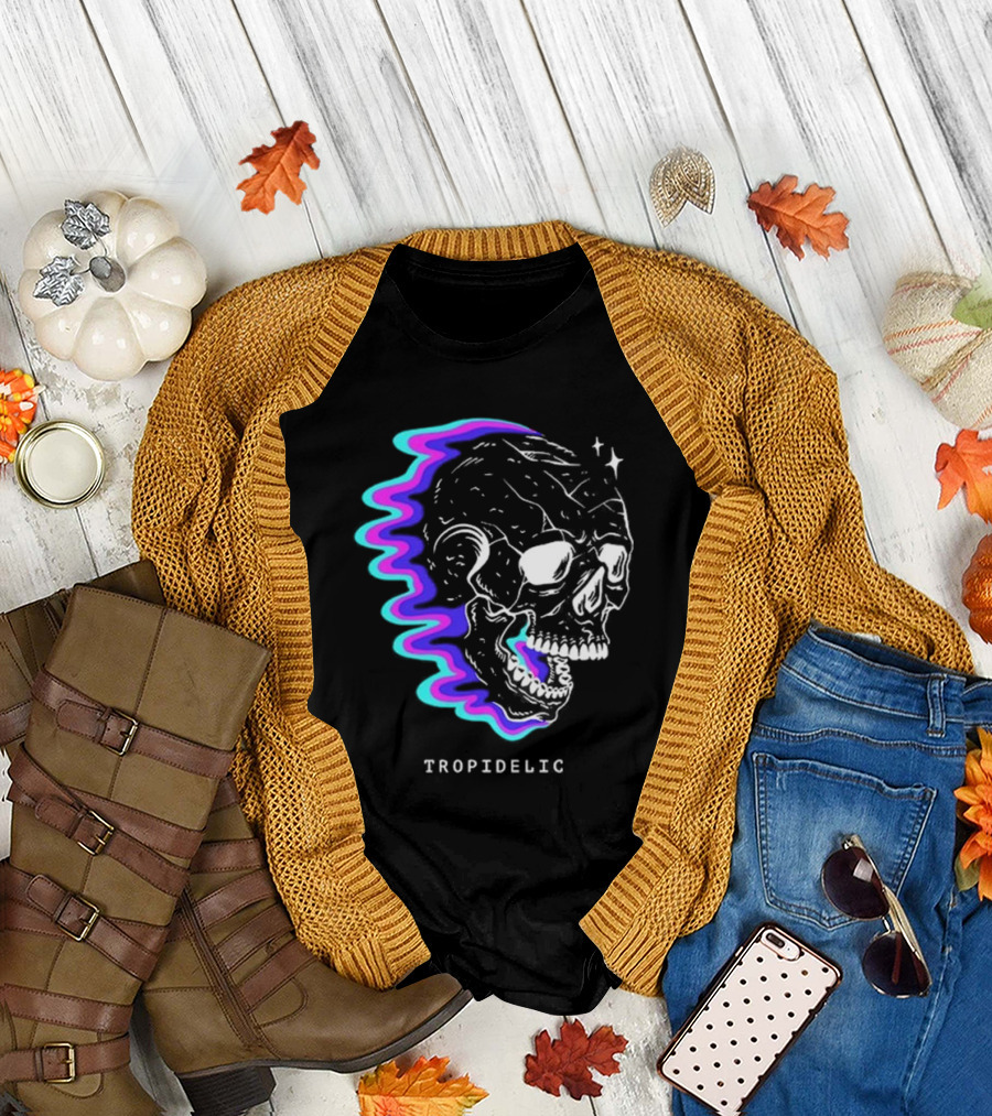 Tropidelic Psychedelic Skull Tour 24 Vibrant Cosmic T-Shirt