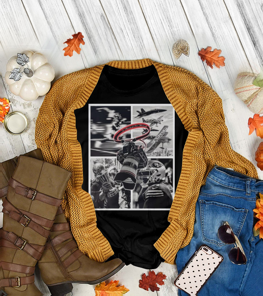 Warriors In Memory Of Chris Mezzavilla Sports Photography and Fighter Jets T-Shirt