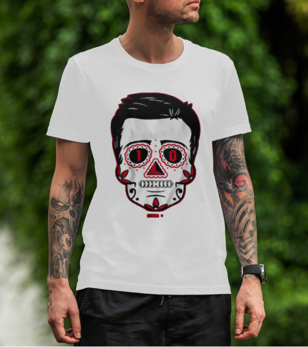 Drake Maye Sugar Skull Football Themed T-Shirt
