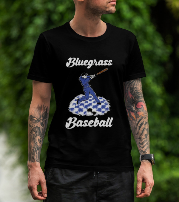 Bluegrass Baseball Batter With Blue And White Checkerboard Field T-Shirt