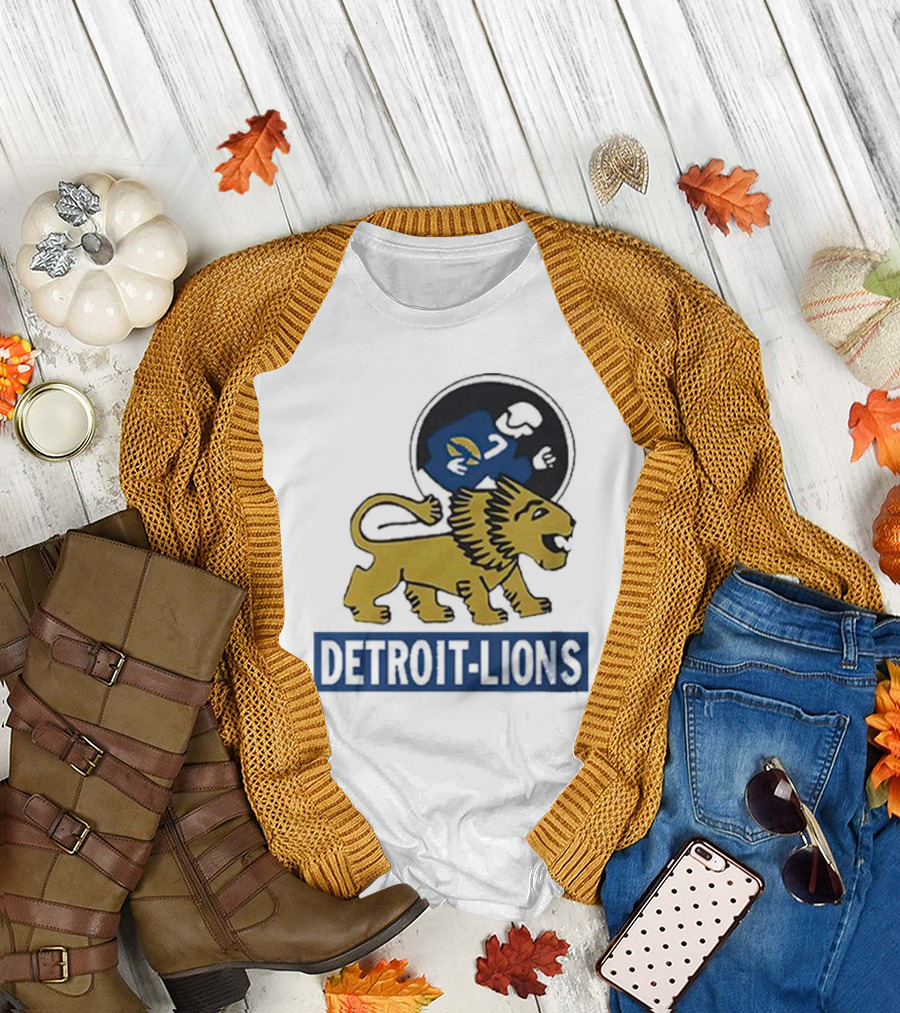 Detroit Lions Vintage Logo Golden Lion T-Shirt