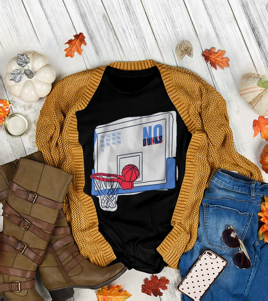 No Dunks Basketball Backboard with Tally Marks and Ball Wedgie T-Shirt