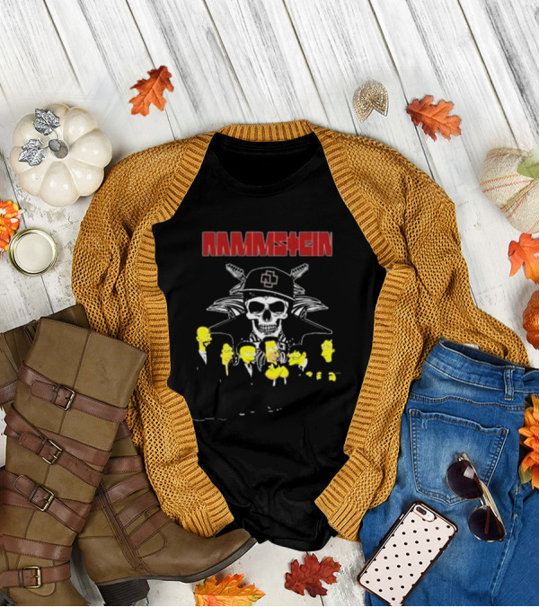 Rammstein Simpsons Crossover Skull And Family Band Characters T-Shirt