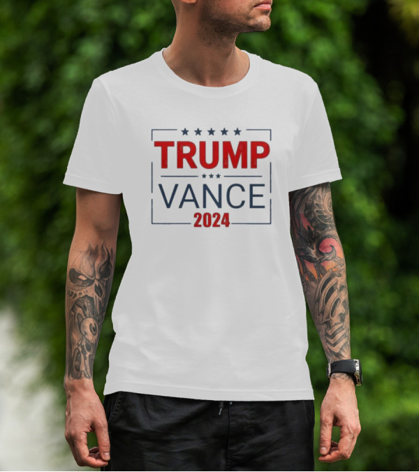 Trump Vance 2024 Election Campaign Stars And Text T-Shirt