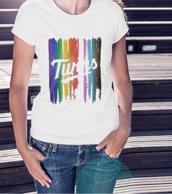 Twins Pride Day Rainbow Brush Strokes T-Shirt