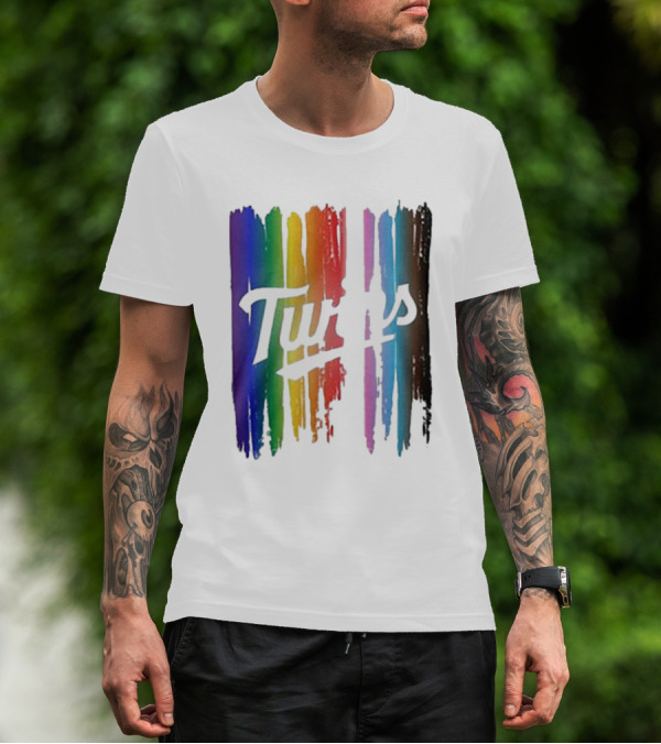 Twins Pride Day Rainbow Brush Strokes T-Shirt