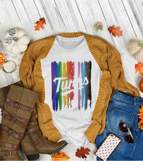 Twins Pride Day Rainbow Brush Strokes T-Shirt