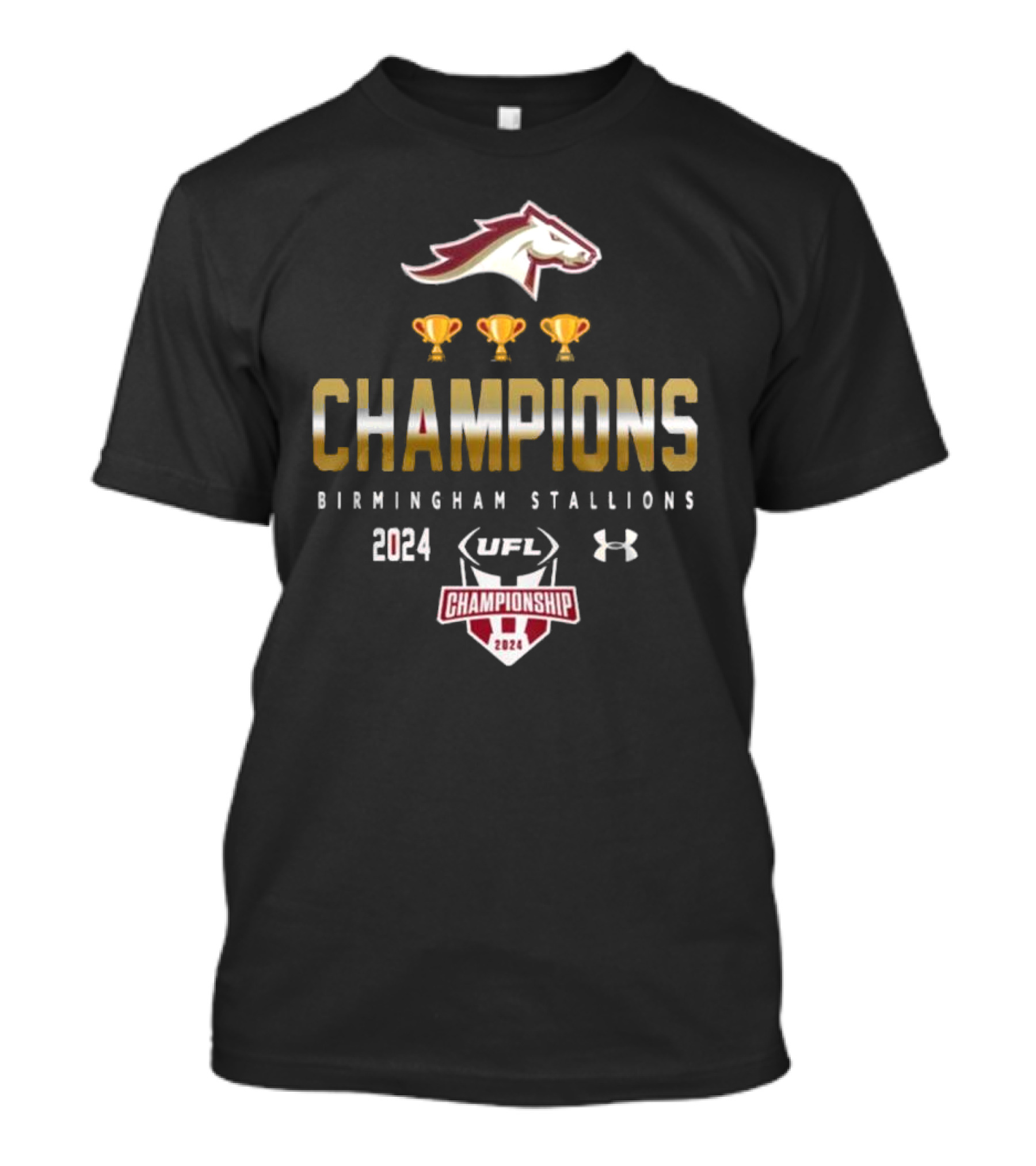 Birmingham Stallions 2024 UFL Championship Champions B2b2b Champion Stallions T-Shirt
