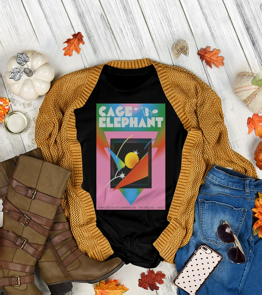 Cage The Elephant June 23 2024 RV Inn Style Resorts Amphitheater Ridgefield WA Vibrant Geometric T-Shirt