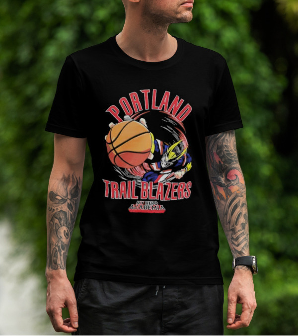 Portland Trail Blazers My Hero Academia All Might Basketball Smash T-Shirt