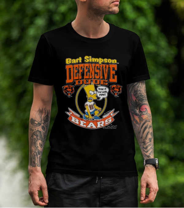 Bart Simpson Defensive Dude Bears Run It My Way Man T-Shirt