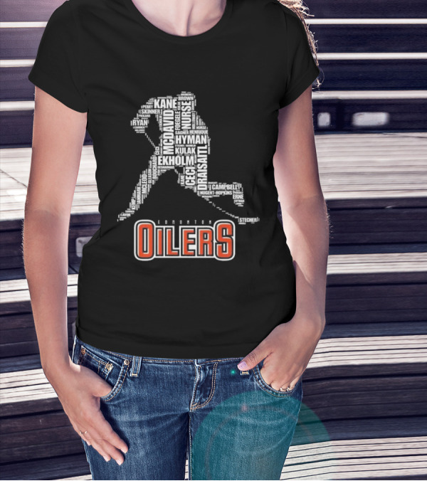 Edmonton Oilers McDavid Draisaitl Kane Hyman 2024 Stanley Cup Skating Challenge T-Shirt