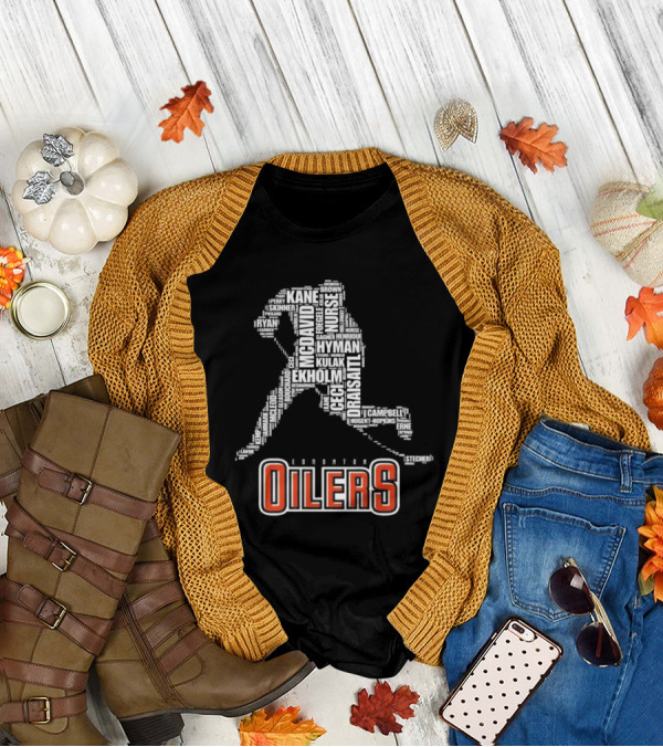 Edmonton Oilers McDavid Draisaitl Kane Hyman 2024 Stanley Cup Skating Challenge T-Shirt