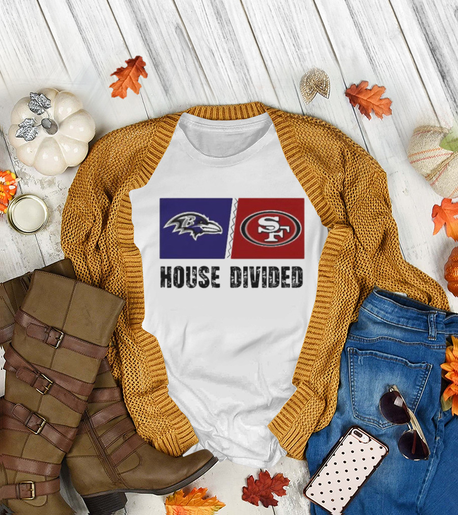 Baltimore Ravens vs San Francisco 49Ers House Divided 2024 Showdown T-Shirt