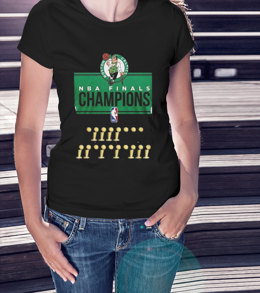 Boston Celtics NBA Finals Champions 18 Times Logo T-Shirt