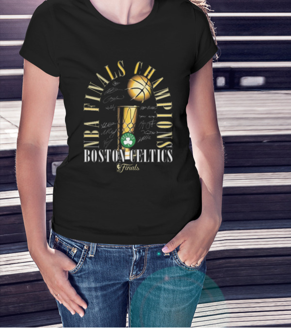 Boston Celtics 2024 NBA Finals Champions Signatures Trophy T-Shirt