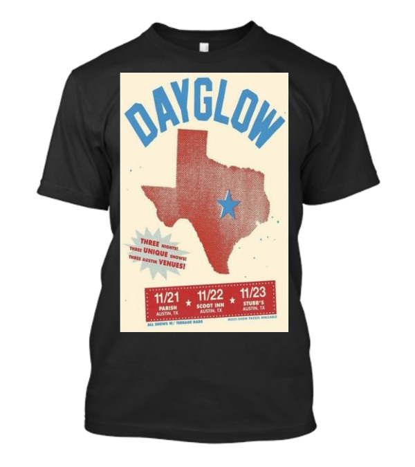 Dayglow Texas Tour Austin Parish Scoot Inn Stubbs November 21-23 T-Shirt