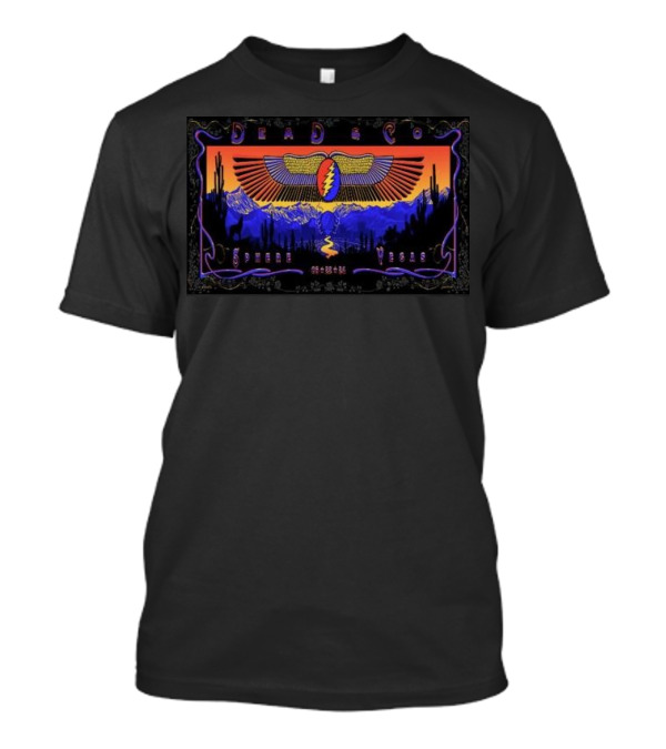 Dead And Company Sphere Las Vegas June 22 2024 Desert Mountains And Cacti With Skull Lightning Wings T-Shirt