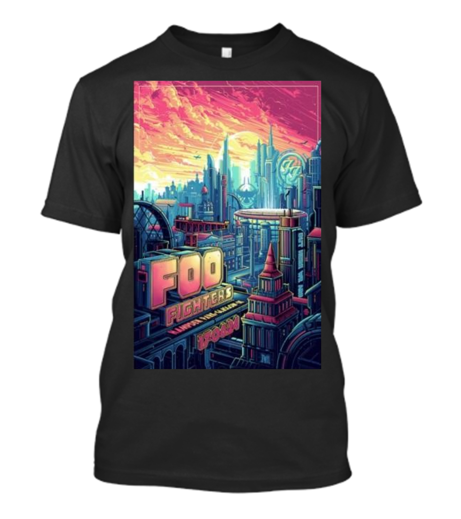 Foo Fighters Hampden Park June 17 2024 Futuristic Cityscape Concert T-Shirt