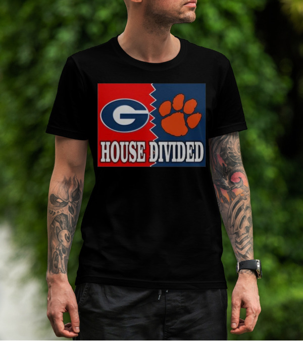 Georgia Bulldogs Vs Clemson Tigers House Divided Rivalry T-Shirt