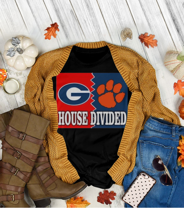Georgia Bulldogs Vs Clemson Tigers House Divided Rivalry T-Shirt