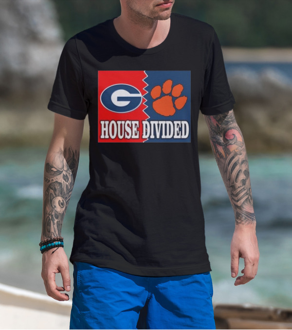 Georgia Bulldogs Vs Clemson Tigers House Divided Rivalry T-Shirt
