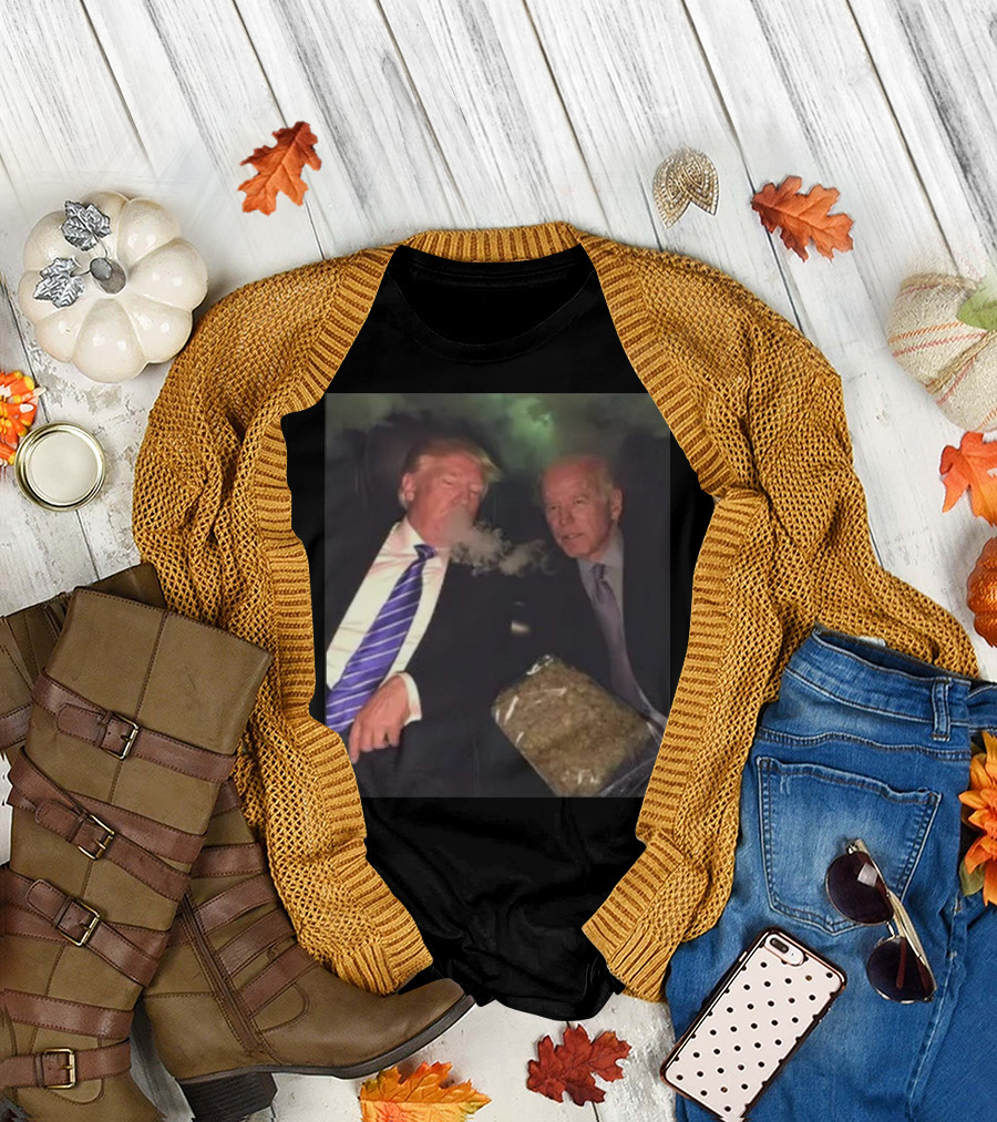 Trump Biden Smoking Weed Cloud Chair T-Shirt