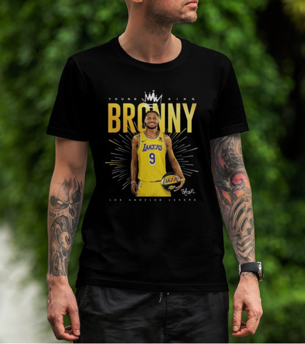 Young King Bronny James Los Angeles Lakers 9 Signature T-Shirt