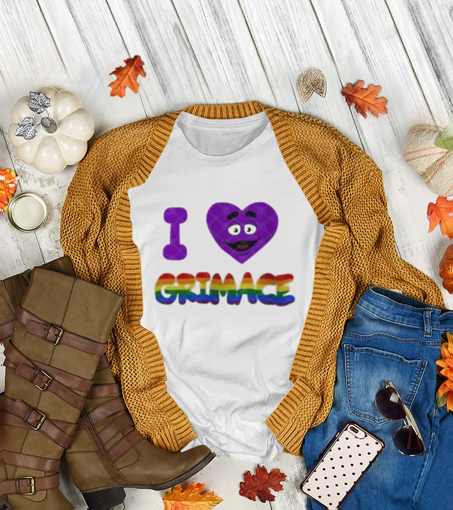 I Love Grimace Pride 2024 Rainbow Theme Grimace Face T-Shirt