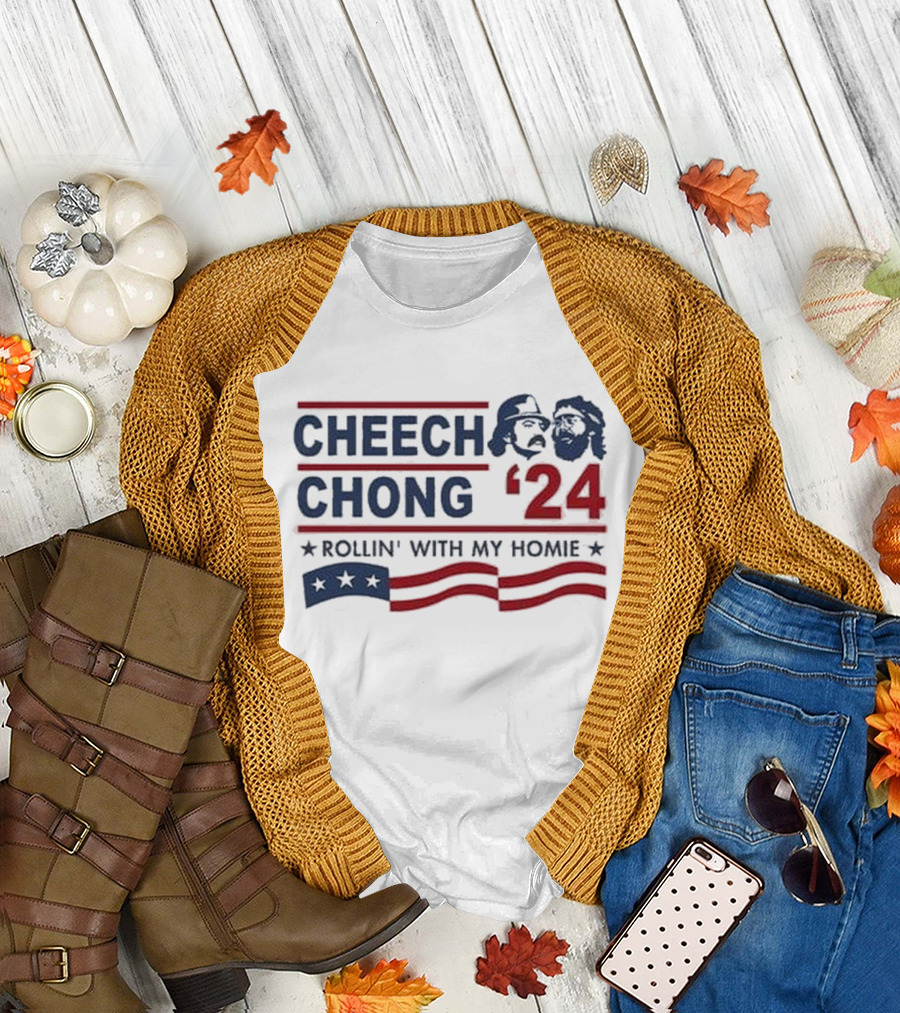 Cheech Chong '24 Rollin' With My Homie Stars Stripes T-Shirt