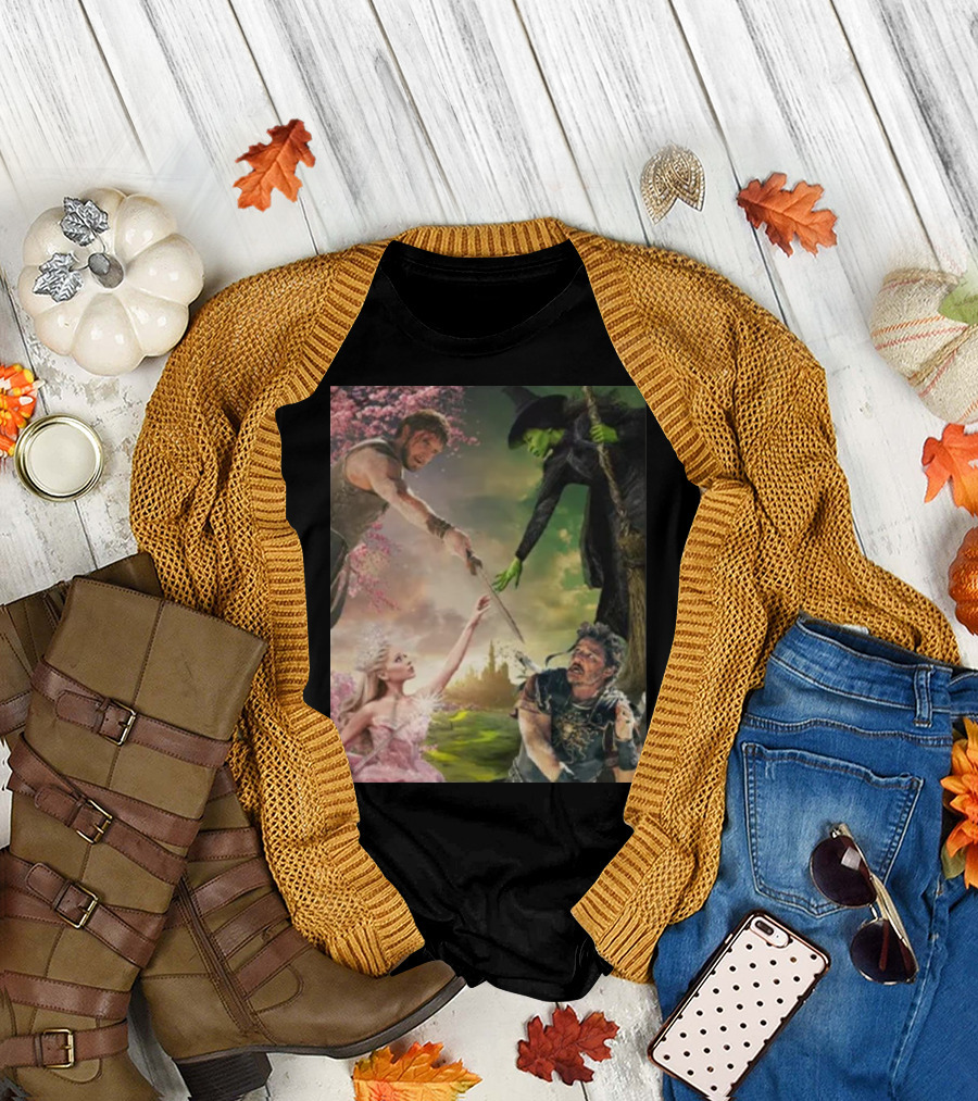 Gladiator 2 and Wicked Witch Fantasy Crossover with Enchanted Forest Warriors and Sorcery Elements T-Shirt