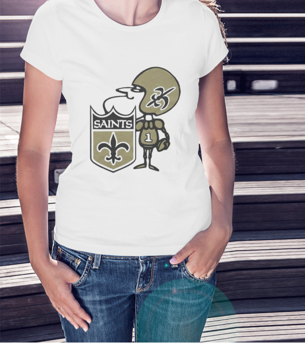 New Orleans Saints Alt Logo 1967 Cartoon Character Football Crest T-Shirt