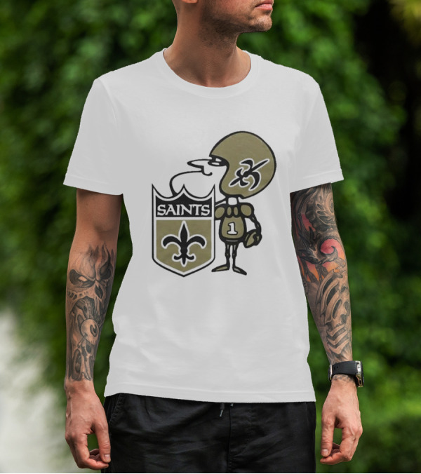 New Orleans Saints Alt Logo 1967 Cartoon Character Football Crest T-Shirt