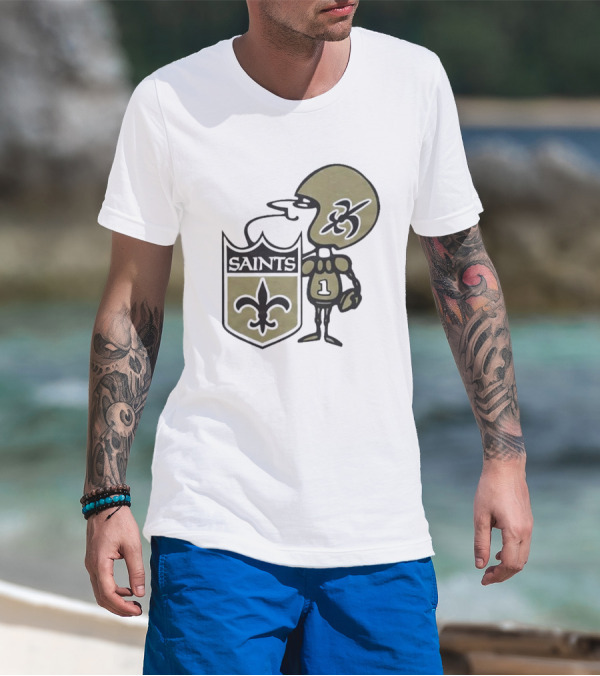 New Orleans Saints Alt Logo 1967 Cartoon Character Football Crest T-Shirt