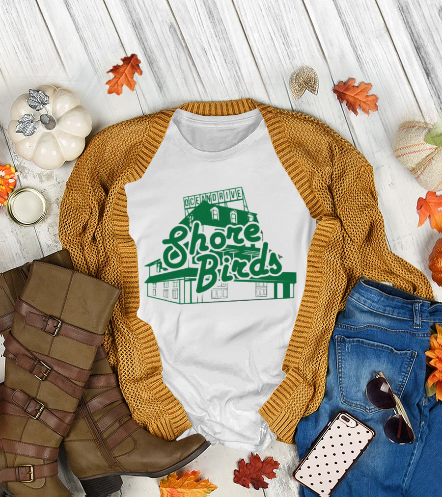 Ocean Drive Shore Birds Retro Sign Building T-Shirt
