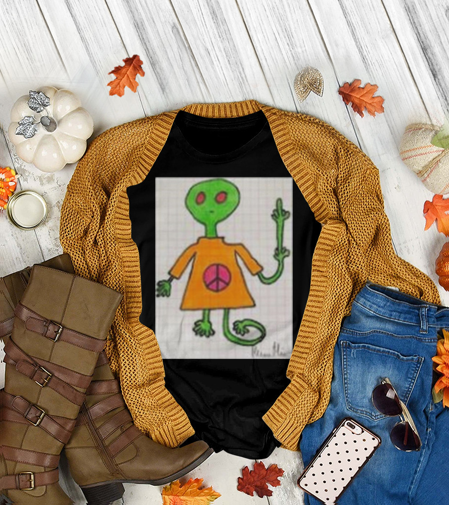 Radiation Exposure Peace Alien Drawing T-Shirt