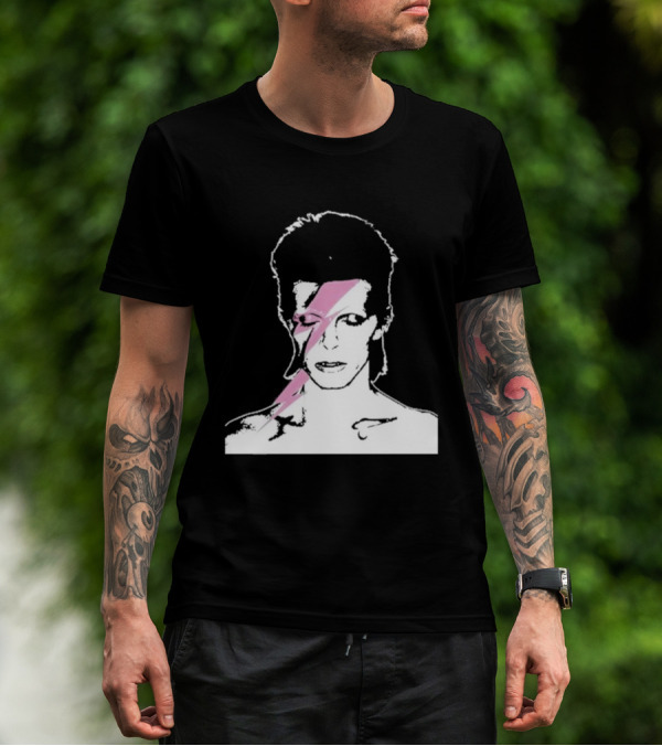 Ziggy Stardust Pink Lightning Bolt Iconic Tribute Carrie Bradshaw Connection T-Shirt