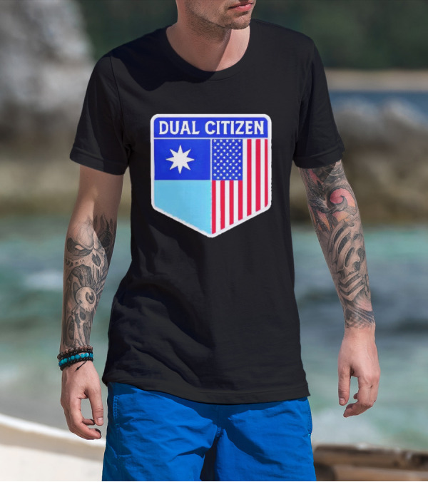 Dual Citizen Of Minnesota And USA Flag Badge T-Shirt