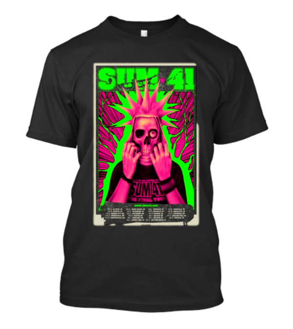 SUM 41 The Final Tour Setting Sum North America 2024 Neon Skull Punk T-Shirt