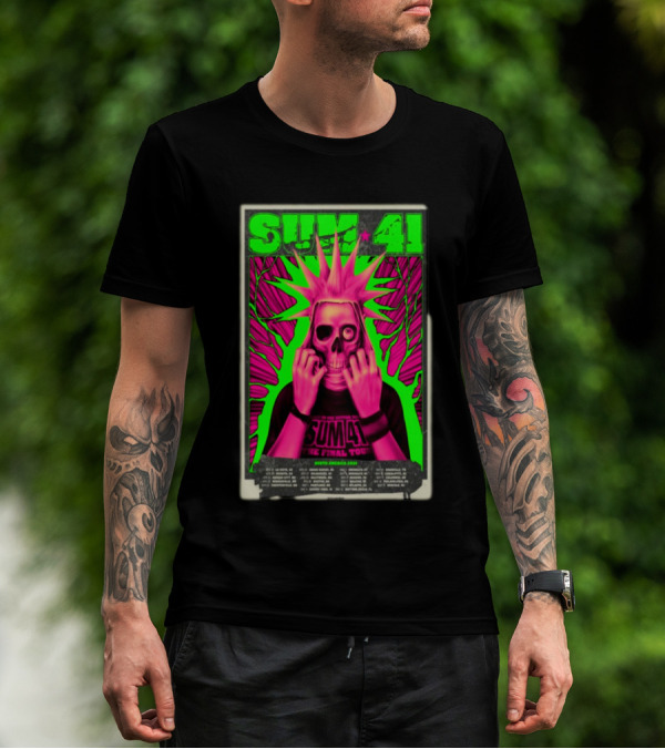 SUM 41 The Final Tour Setting Sum North America 2024 Neon Skull Punk T-Shirt