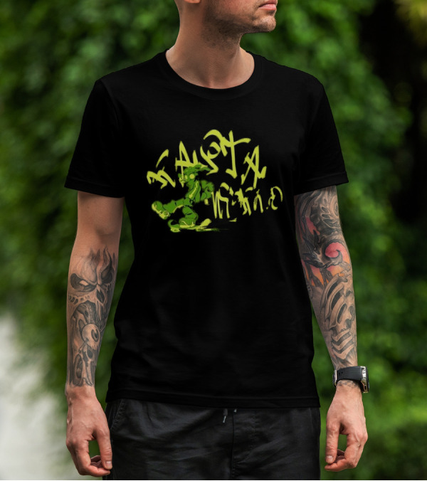 Everpress Gum Studio Rasta World Graffiti Robot Skateboarding Neon Green T-Shirt