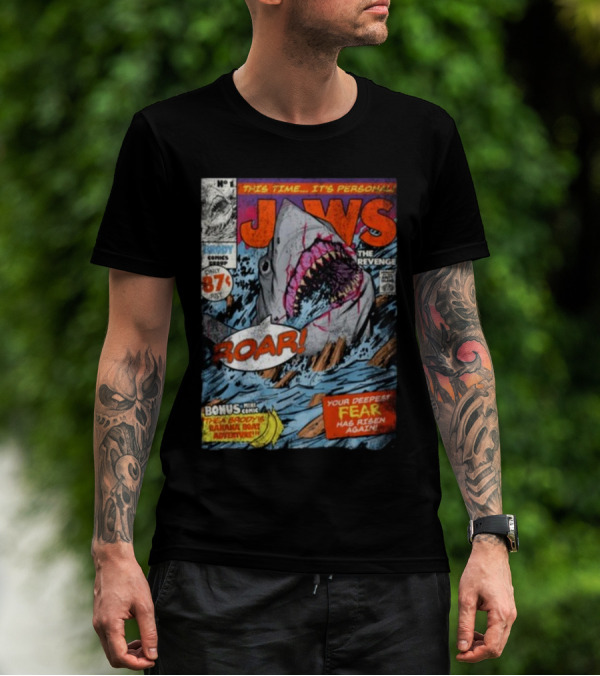 Fright-Rags Jaws The Revenge Comic Cover Shark Roar Adventure T-Shirt