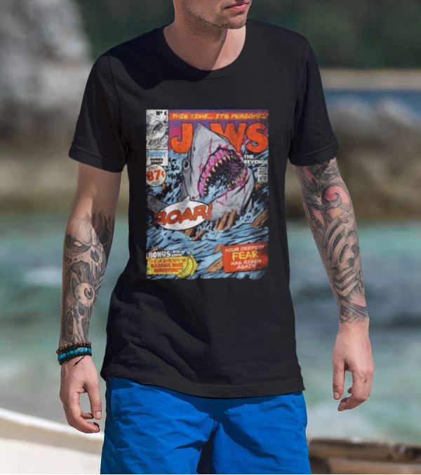 Fright-Rags Jaws The Revenge Comic Cover Shark Roar Adventure T-Shirt