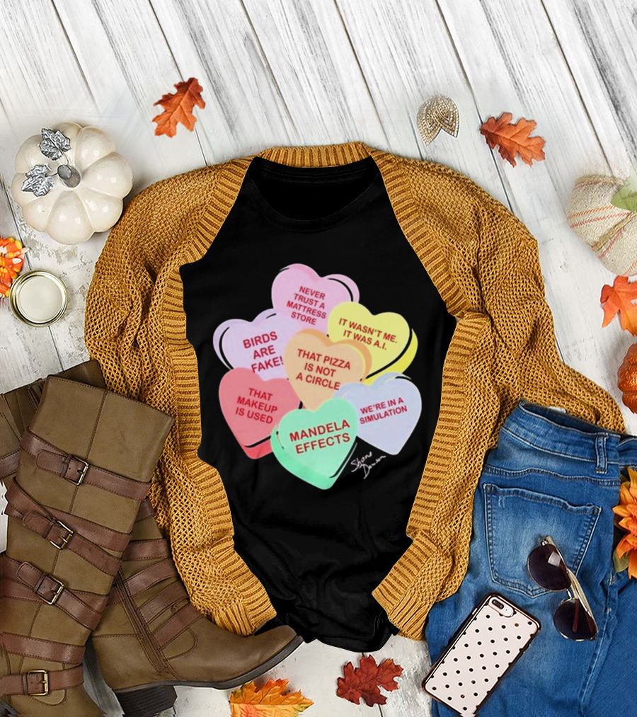 Shane Dawson Conspiracy Hearts Birds Are Fake Mandela Effects Simulation Pizza AI T-Shirt